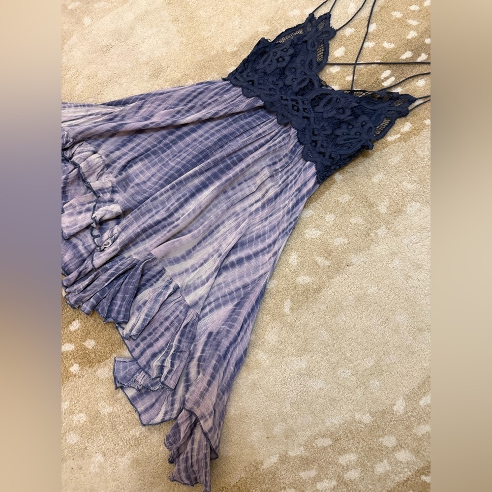 Free people one purple lace tie dye halter dress women’s size XS - Picture 4 of 9